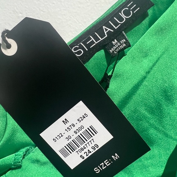 NEW Stella Luce - Green Slip Dress Ruched - Picture 2 of 3